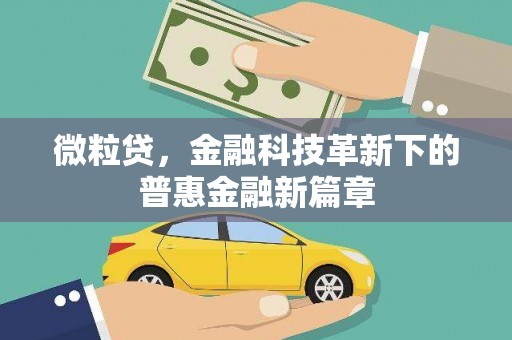怀集微粒贷，金融科技革新下的普惠金融新篇章