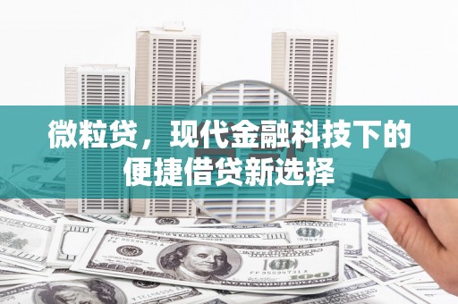 怀集微粒贷，现代金融科技下的便捷借贷新选择