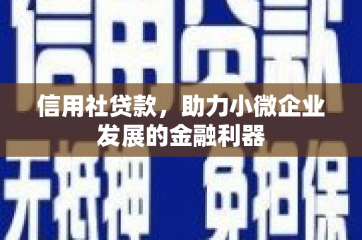 怀集信用社贷款，助力小微企业发展的金融利器