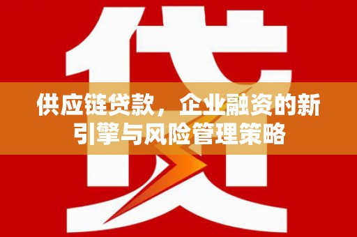 怀集供应链贷款，企业融资的新引擎与风险管理策略