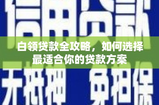怀集白领贷款全攻略，如何选择最适合你的贷款方案